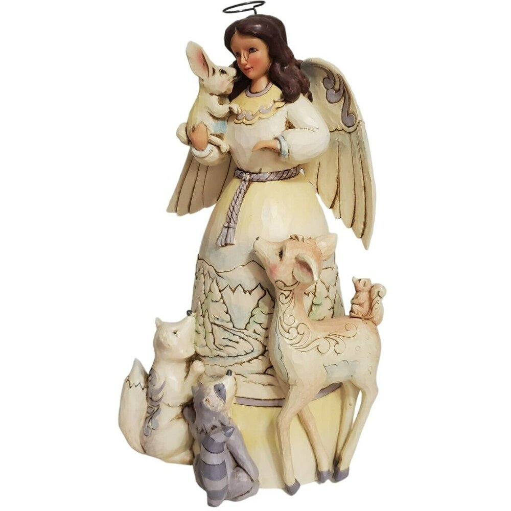 Jim Shore Christmas Angel Peace to All Woodland Animals Deer Fox Racoon Bunny - Picture 5 of 16